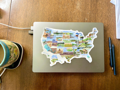 Large USA Map Decal, Watercolor US Sticker, United States Car Decal, US Decal, US bumper Sticker Emilie Taylor Art