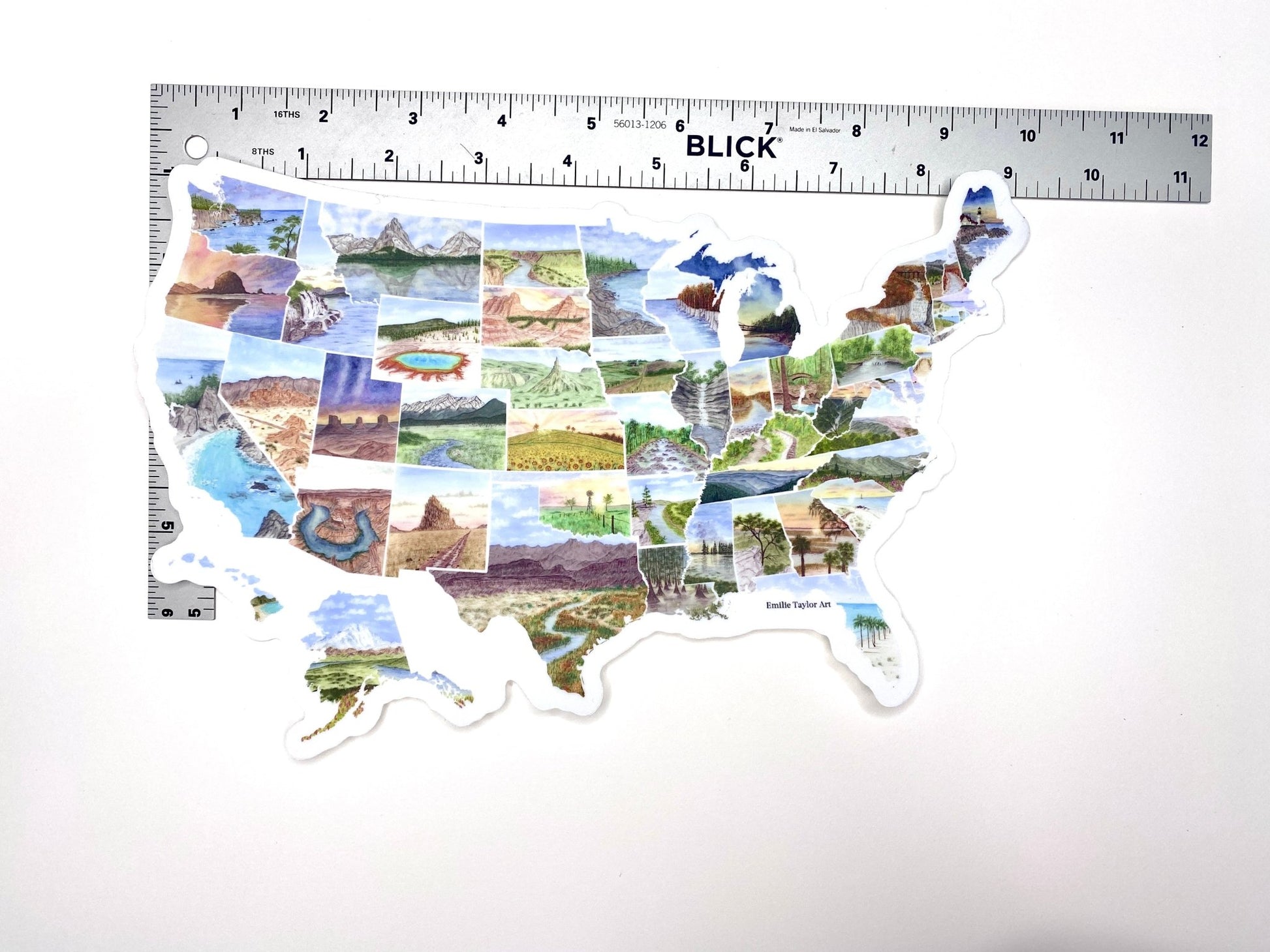 Large USA Map Decal, Watercolor US Sticker, United States Car Decal, US Decal, US bumper Sticker Emilie Taylor Art