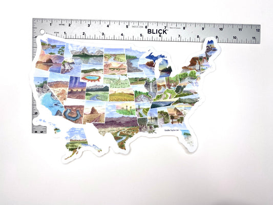 Large USA Map Decal, Watercolor US Sticker, United States Car Decal, US Decal, US bumper Sticker Emilie Taylor Art