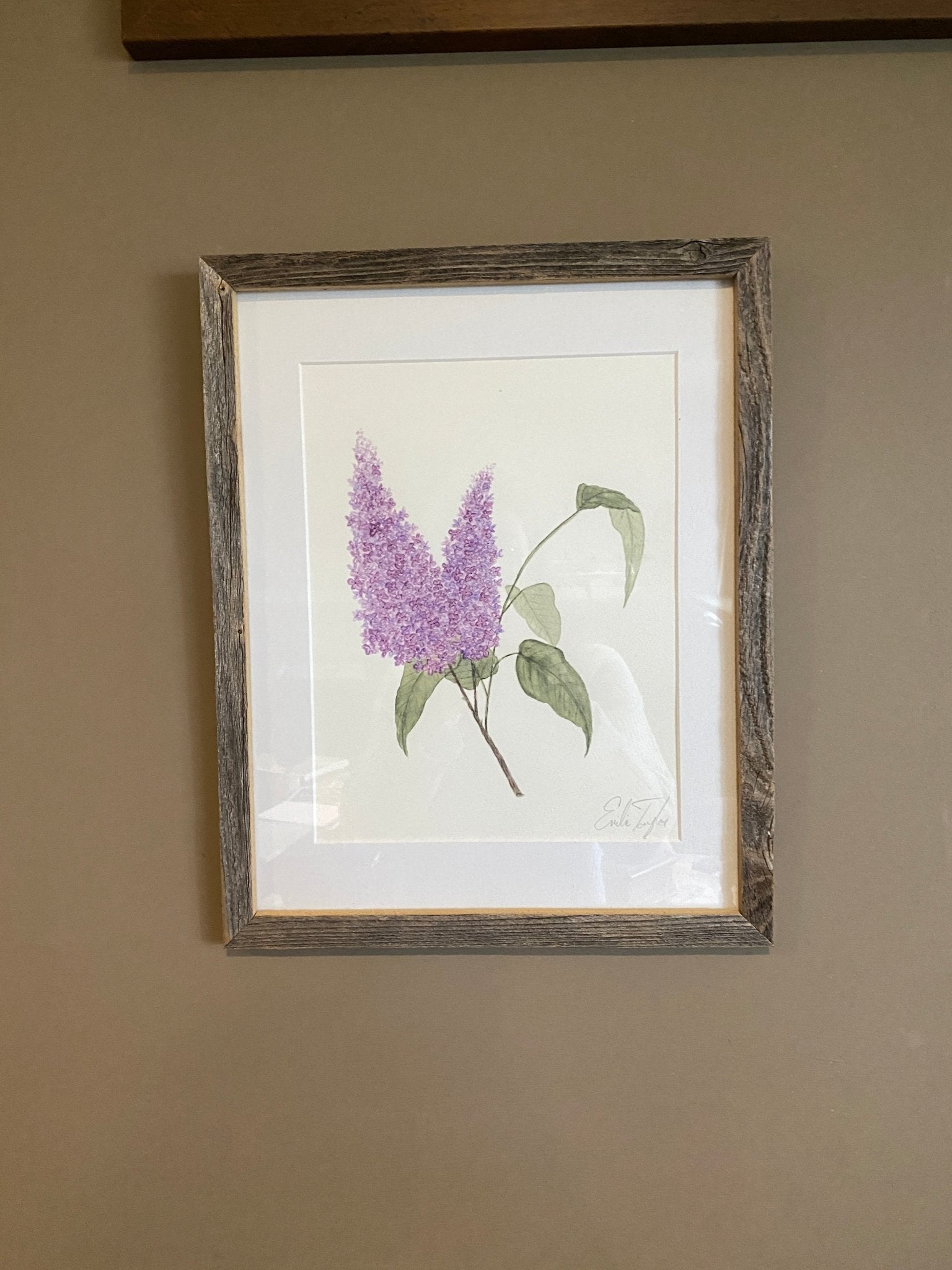Lilacs Original Painting Mated and framed to size 11x14 Emilie Taylor Art