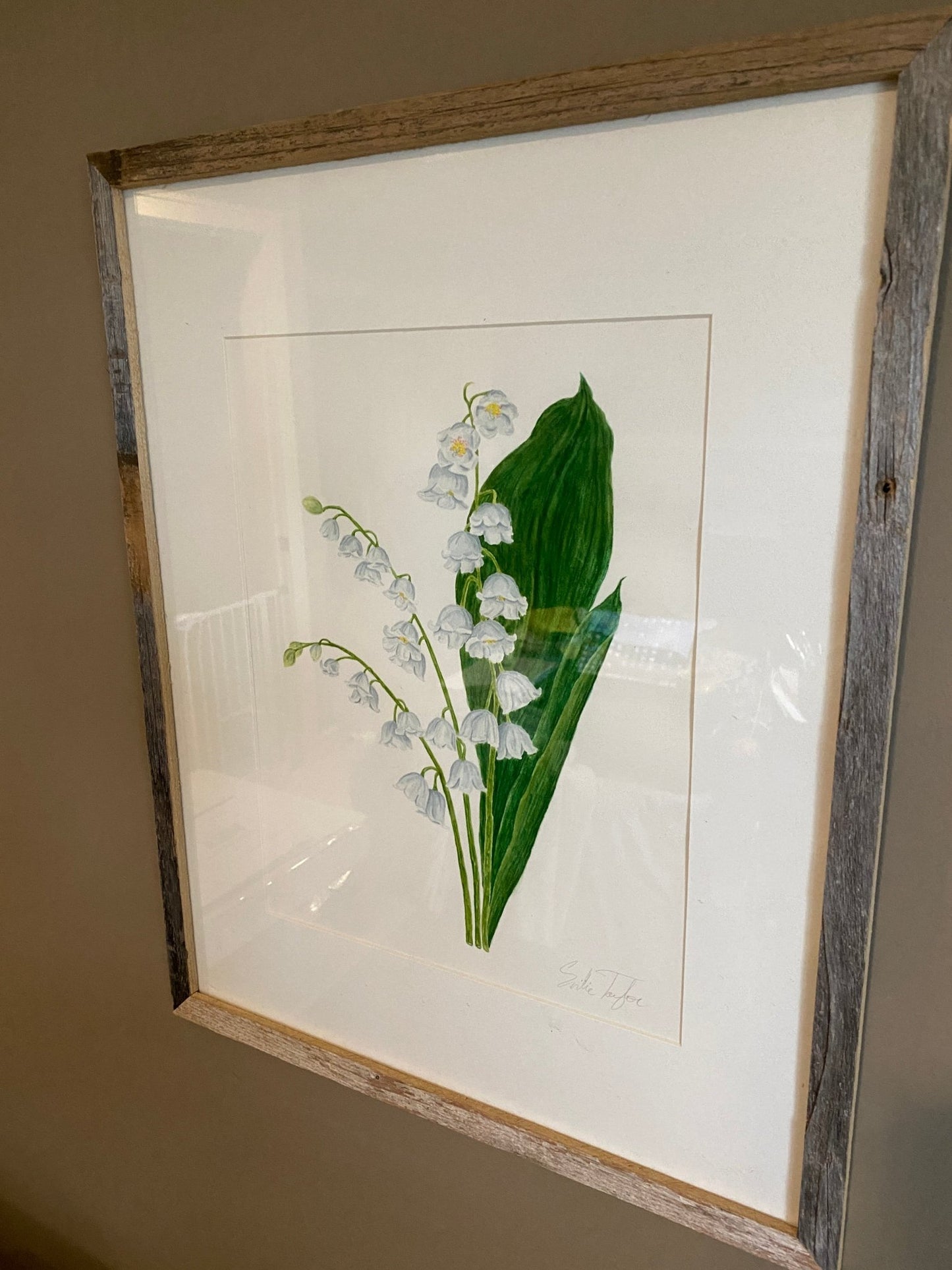 Lily of the Valley Original Painting Mated and framed to size 16x20 Emilie Taylor Art