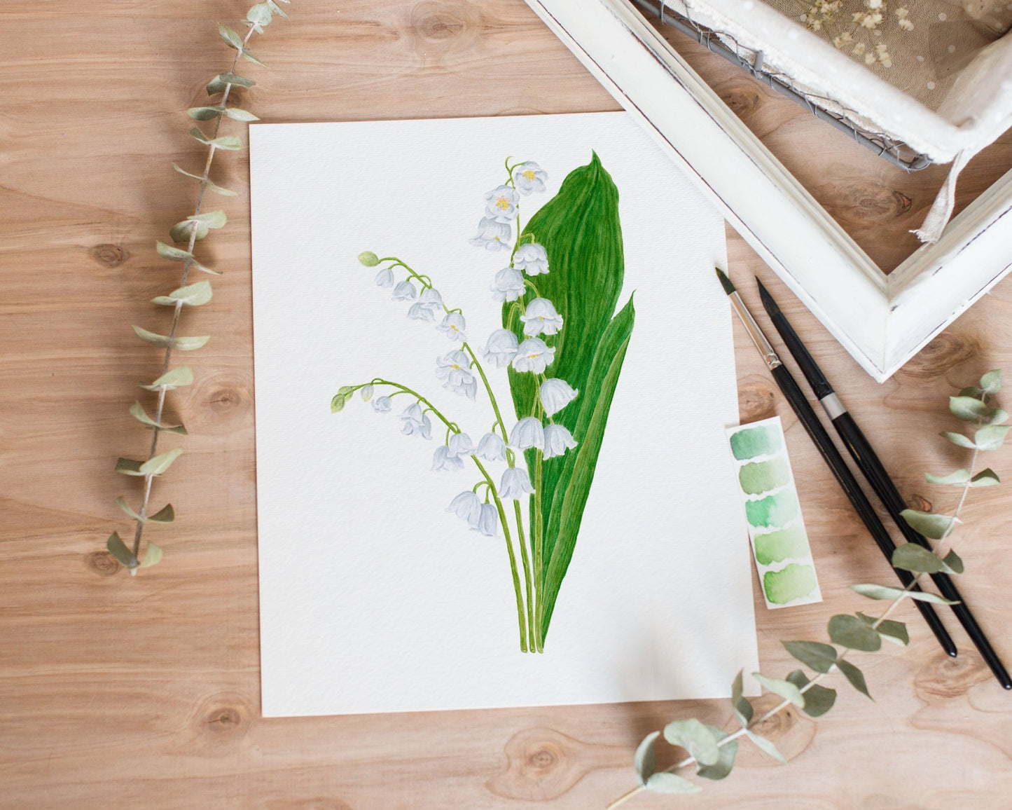Lily of the Valley print, Watercolor Lily of the Valley Painting, White Floral Art Emilie Taylor Art