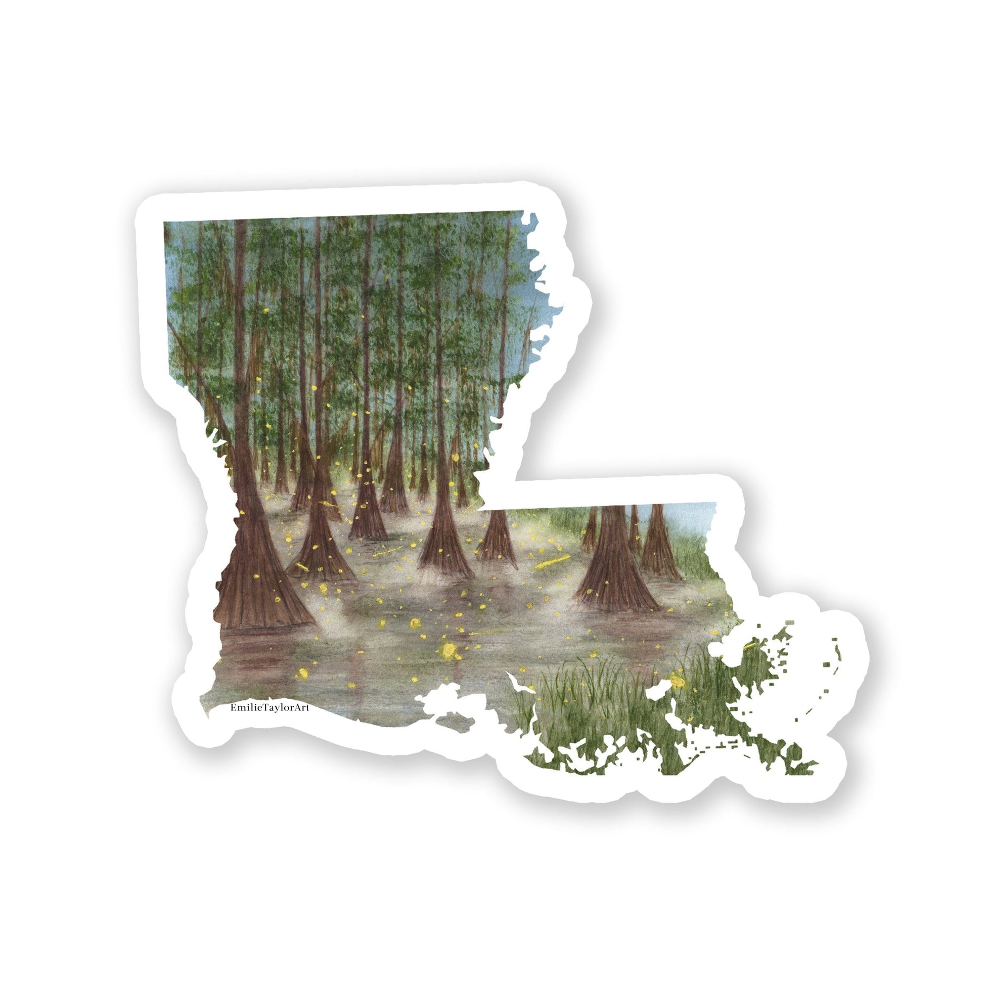Louisiana Decal, Watercolor Louisiana Sticker, LA Car Decal, State Decal, State Sticker, Thermos Decal, Waterproof Louisiana Decal, LA Decal Emilie Taylor Art