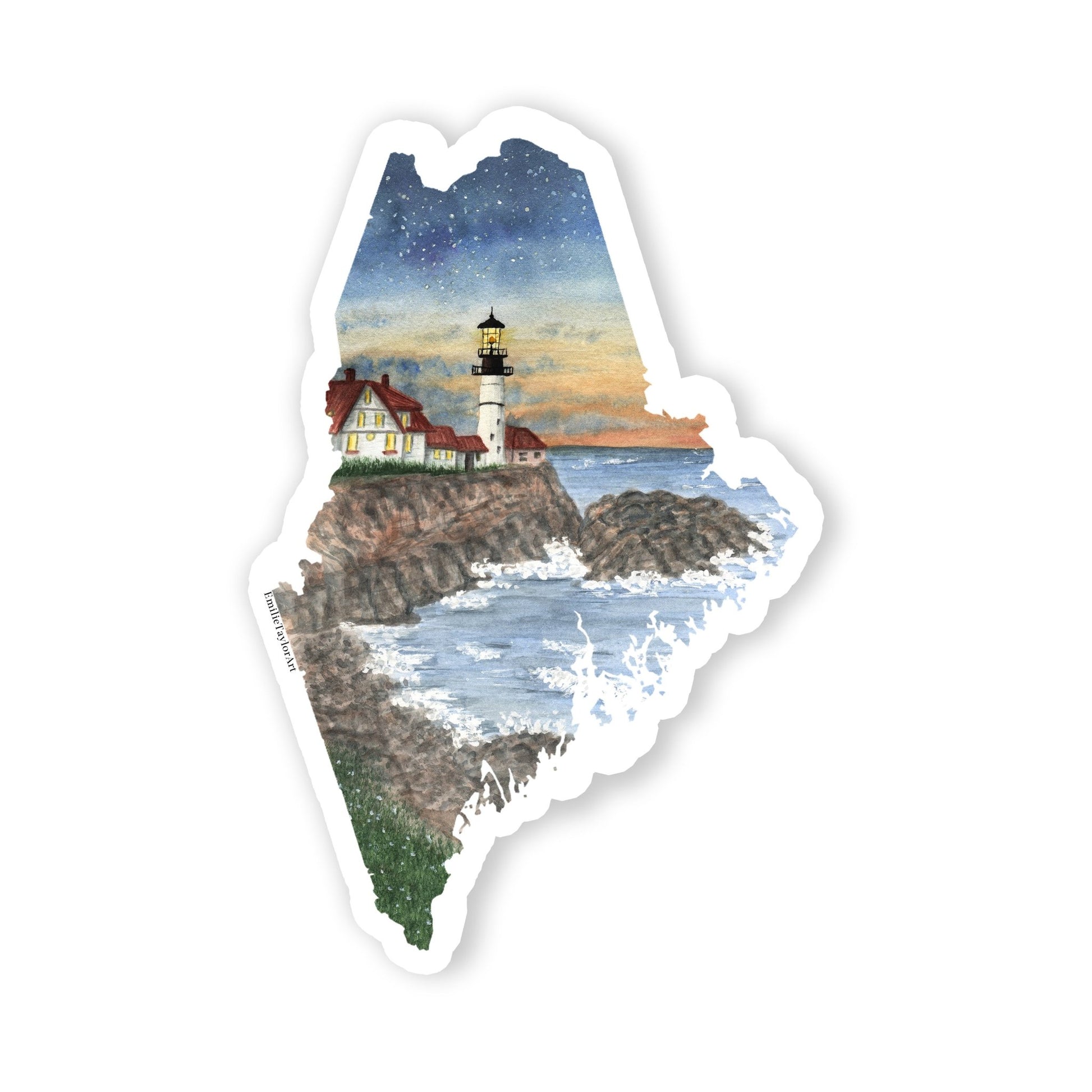 Maine Decal, Watercolor Maine Sticker, ME Car Decal, Maine State Decal, State Sticker Emilie Taylor Art