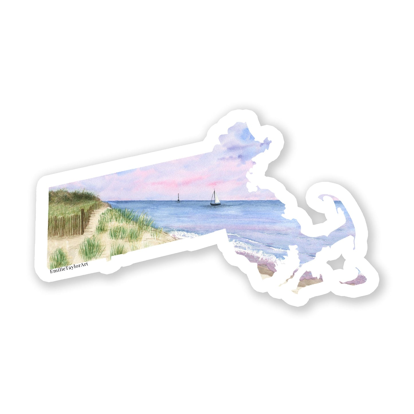 Massachusetts Decal, Watercolor Massachusetts Sticker, MA Car Decal, State Decal, State Sticker, Thermos Decal, Waterproof MA Decal Emilie Taylor Art