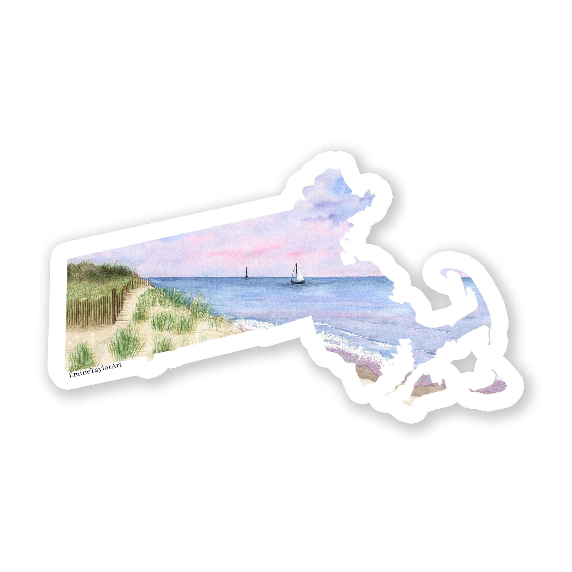 Massachusetts Decal, Watercolor Massachusetts Sticker, MA Car Decal, State Decal, State Sticker, Thermos Decal, Waterproof MA Decal Emilie Taylor Art