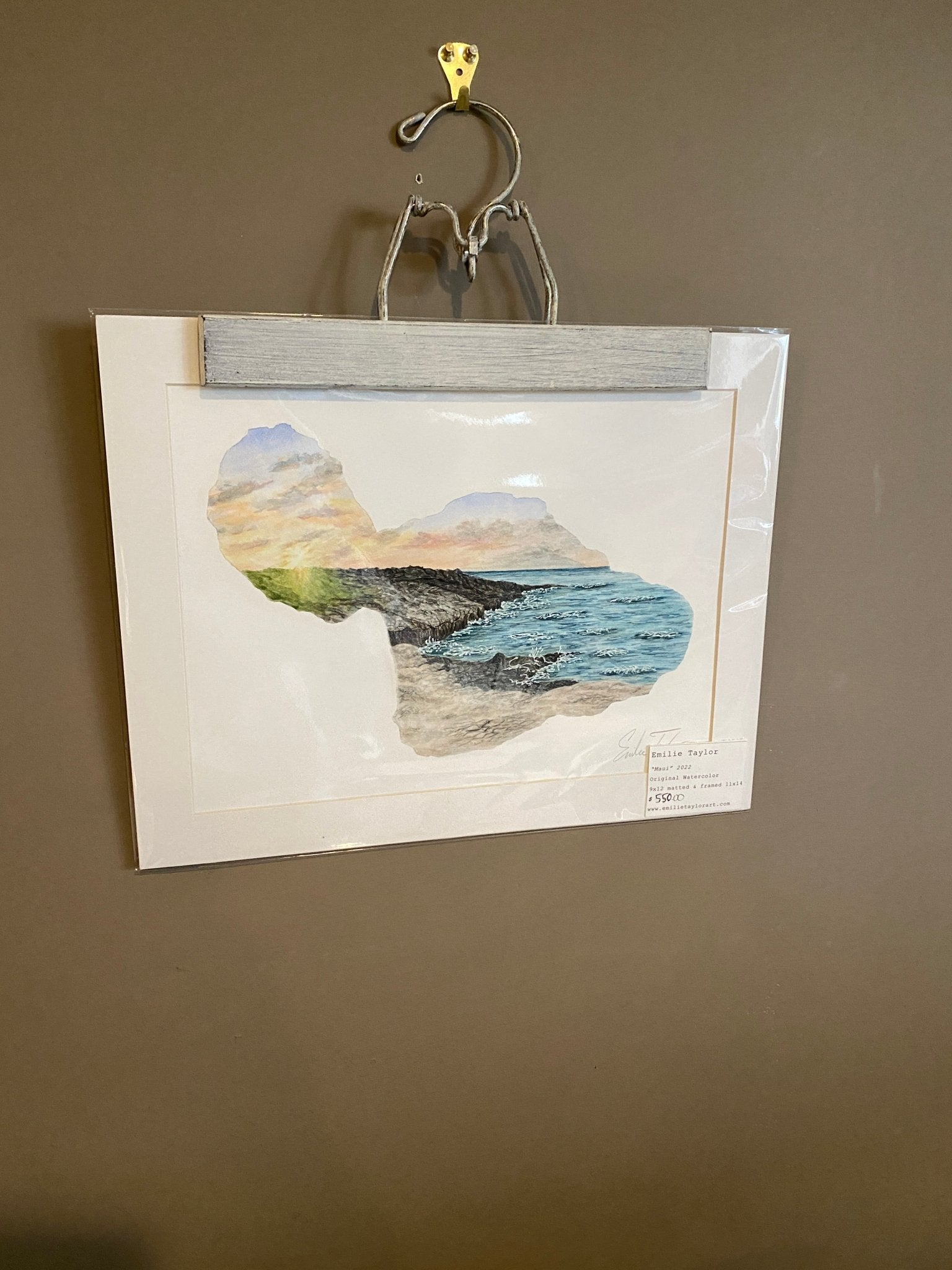 Maui Original Painting Mated to size 11x14 Emilie Taylor Art