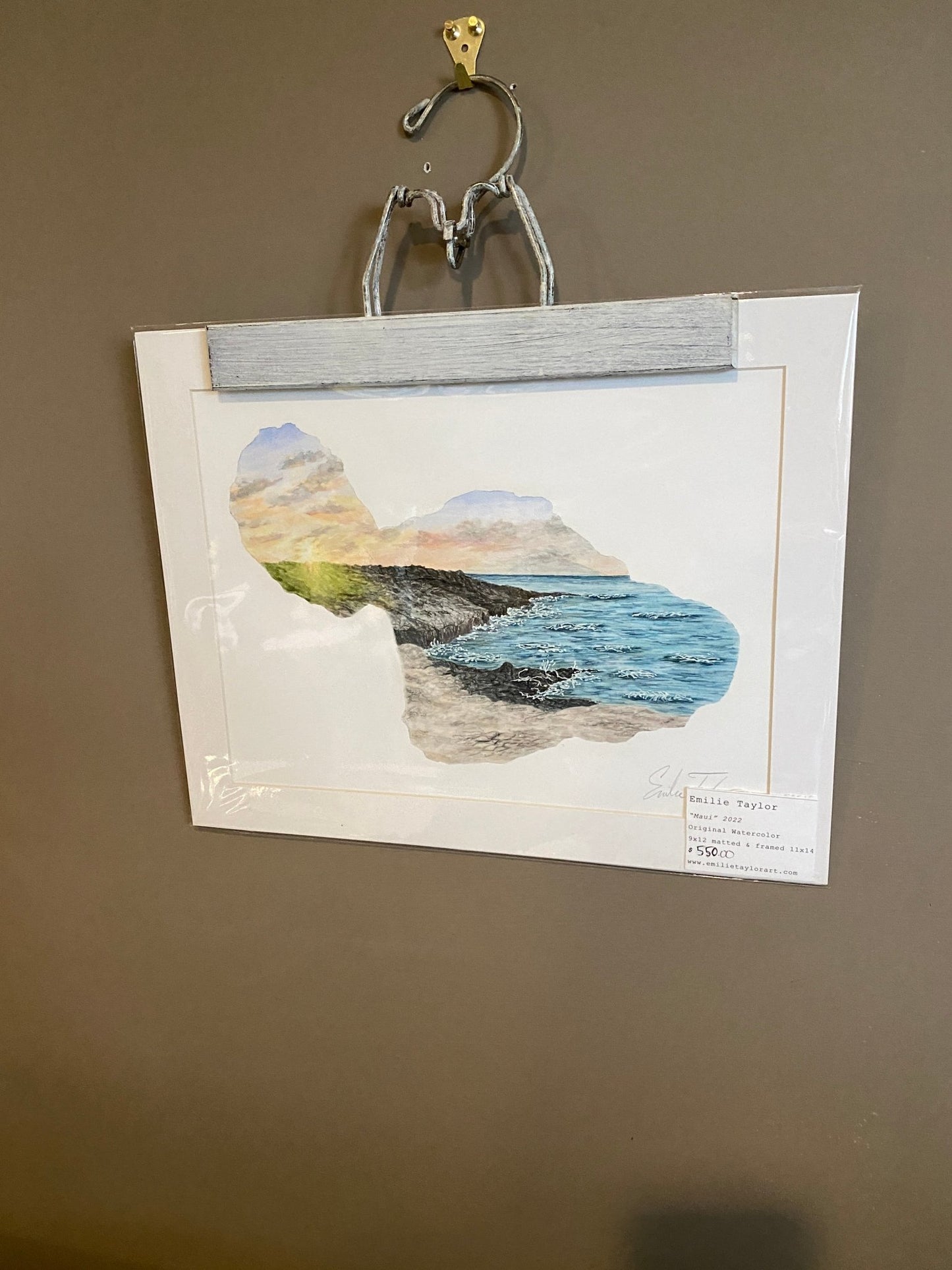 Maui Original Painting Mated to size 11x14 Emilie Taylor Art