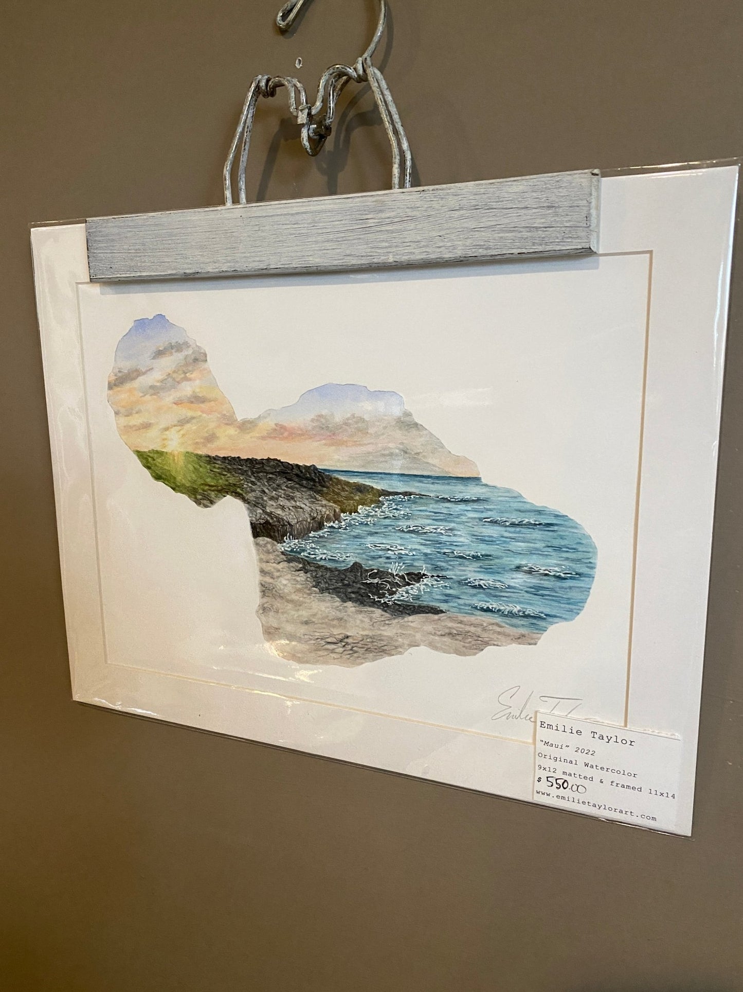 Maui Original Painting Mated to size 11x14 Emilie Taylor Art
