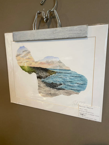 Maui Original Painting Mated to size 11x14 Emilie Taylor Art
