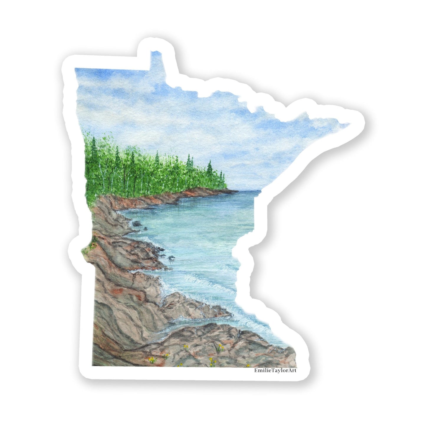 Minnesota Decal, Watercolor Minnesota Sticker, MN Car Decal, North Shore MN, Waterproof MN Decal Emilie Taylor Art