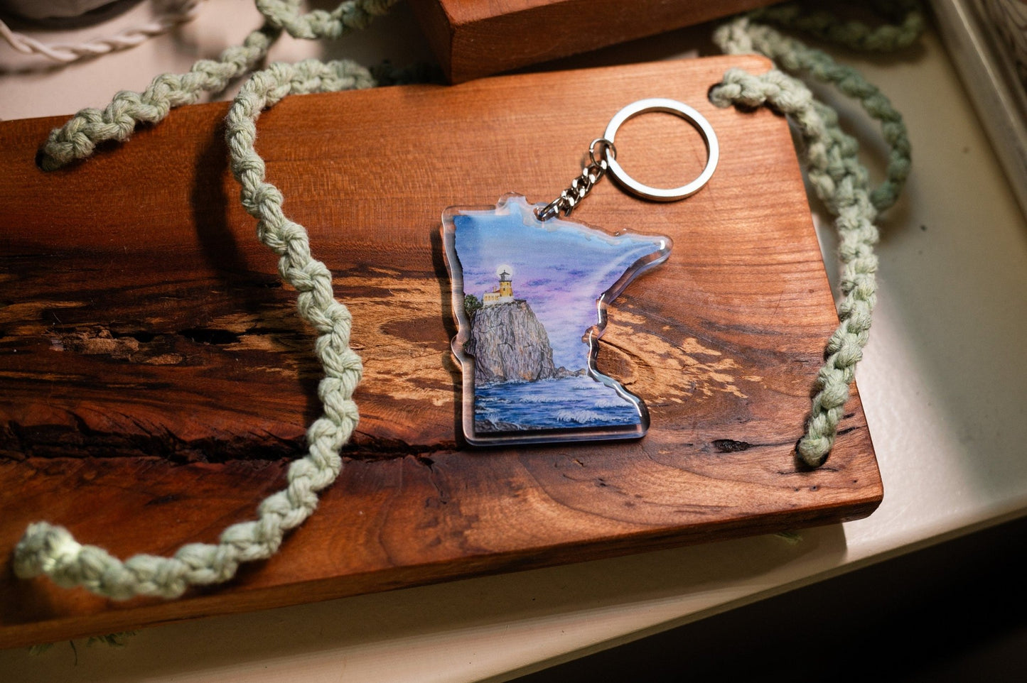 Minnesota Split Rock Lighthouse Keychain, Minnesota Keychain, Split Rock Artwork, MN Lighthouses Emilie Taylor Art