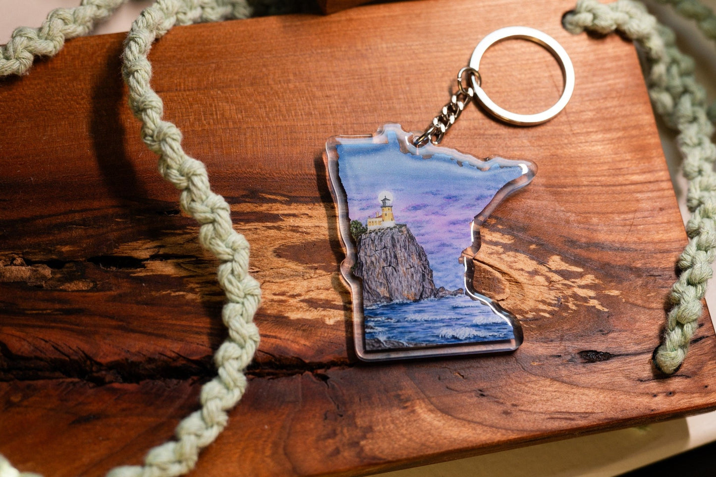 Minnesota Split Rock Lighthouse Keychain, Minnesota Keychain, Split Rock Artwork, MN Lighthouses Emilie Taylor Art