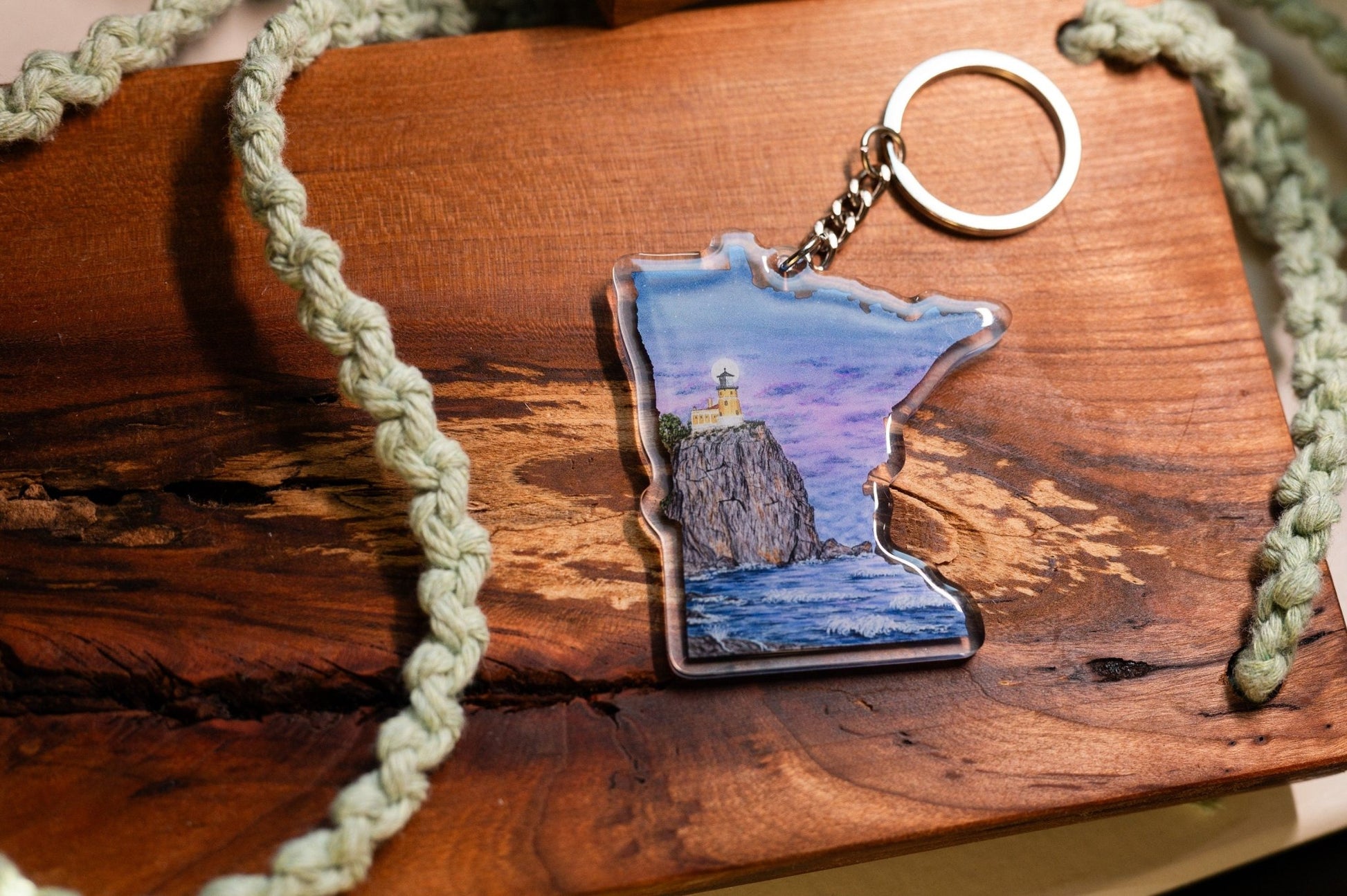 Minnesota Split Rock Lighthouse Keychain, Minnesota Keychain, Split Rock Artwork, MN Lighthouses Emilie Taylor Art