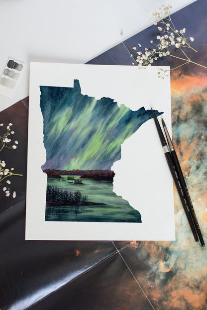 Minnesota Watercolor Painting, Voyageurs National Park Art, Voyageurs Souvenir Print Emilie Taylor Art