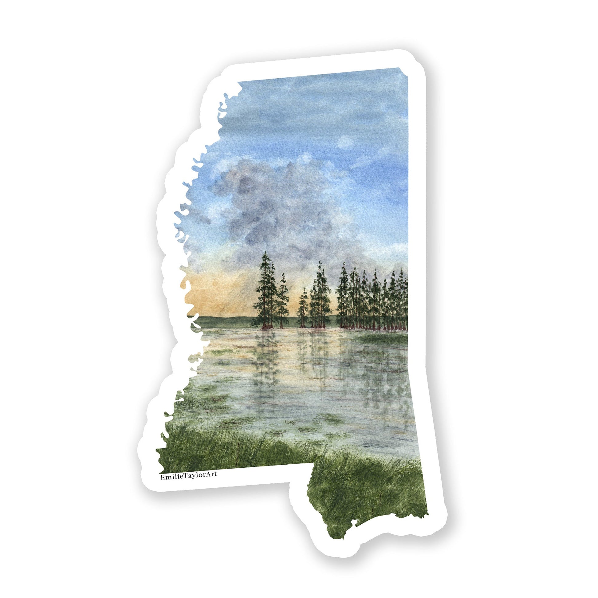 Mississippi Decal, Watercolor Mississippi Sticker, MS Car Decal, State Decal, State Sticker, Thermos Decal, Waterproof Mississippi Decal Emilie Taylor Art