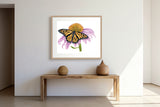 Monarch and Cone Flower Print | Watercolor Monarch Painting Emilie Taylor Art