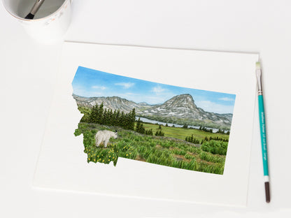 Montana Glacier National Park, Montana Watercolor Painting Emilie Taylor Art