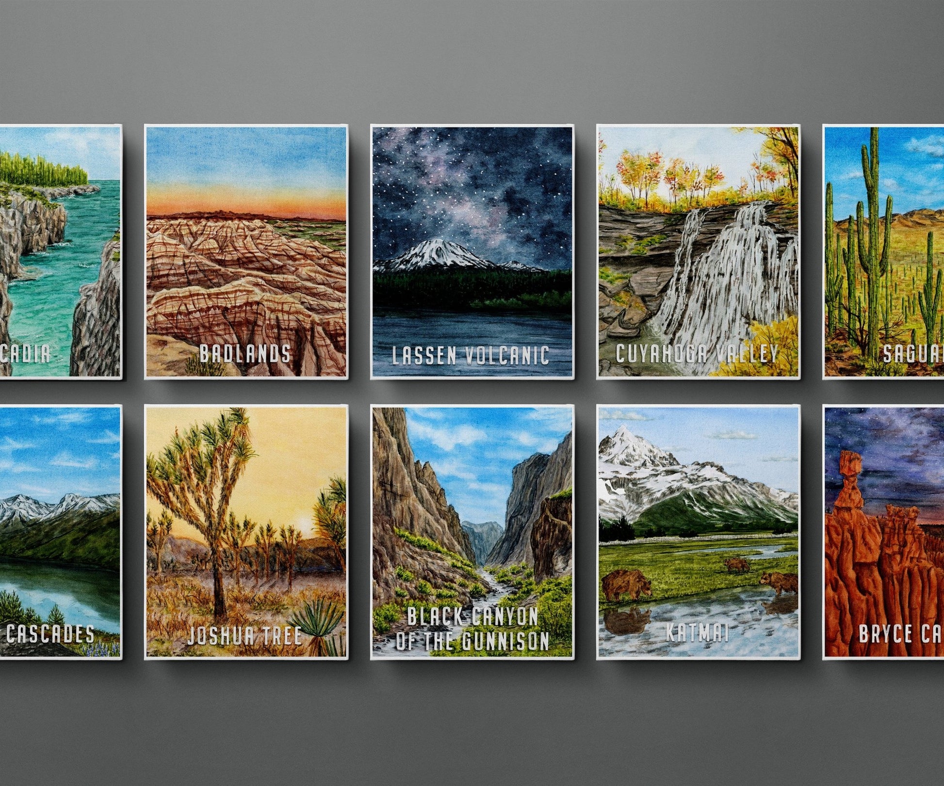 National Park Poster, Watercolor Art National Parks 16x20 Emilie Taylor Art