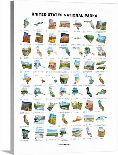 National Park Series on Canvas Gallery Wrap Emilie Taylor Art