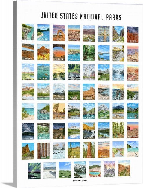 National Park Series on Canvas Gallery Wrap Emilie Taylor Art