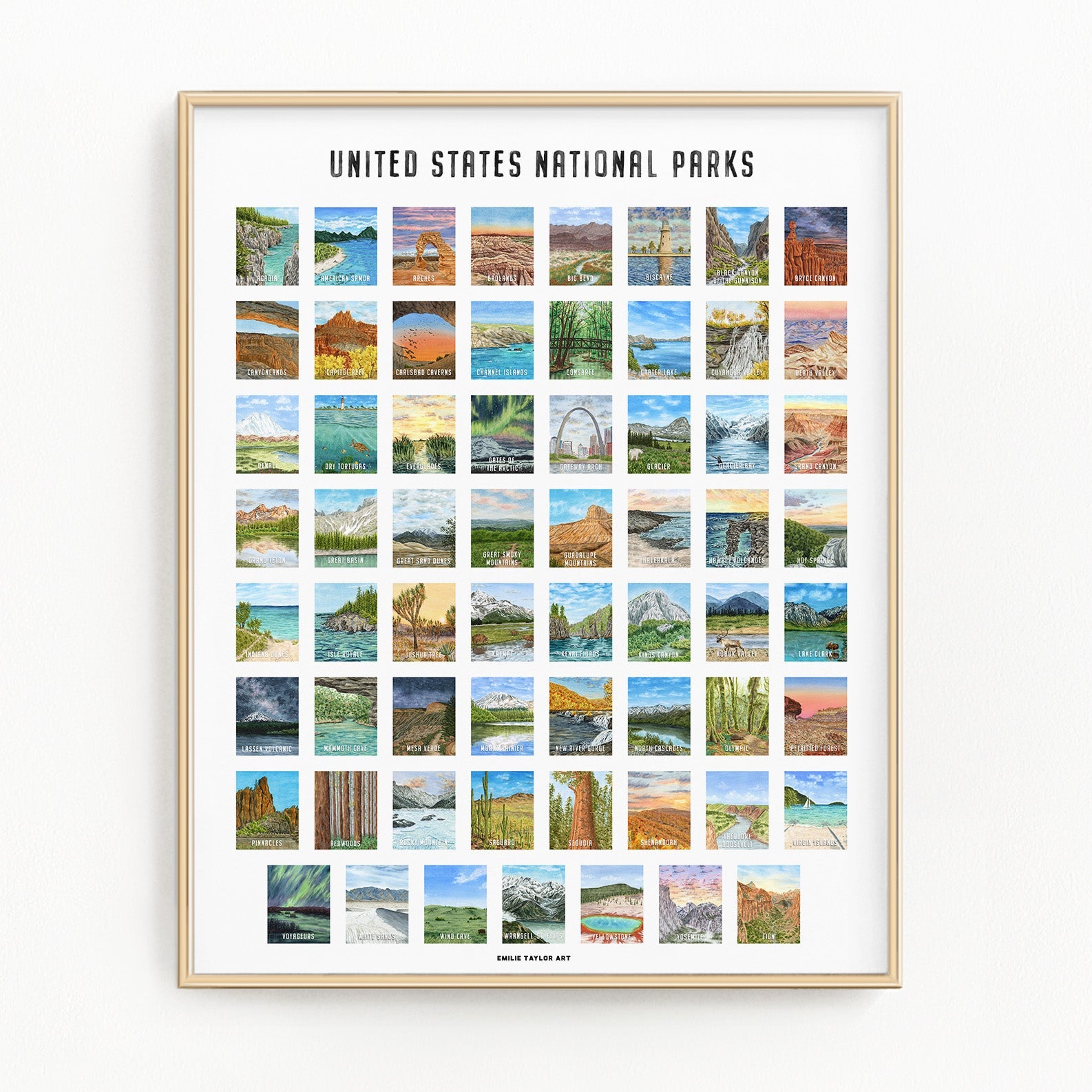 National Parks Poster Minimalist Edition Emilie Taylor Art