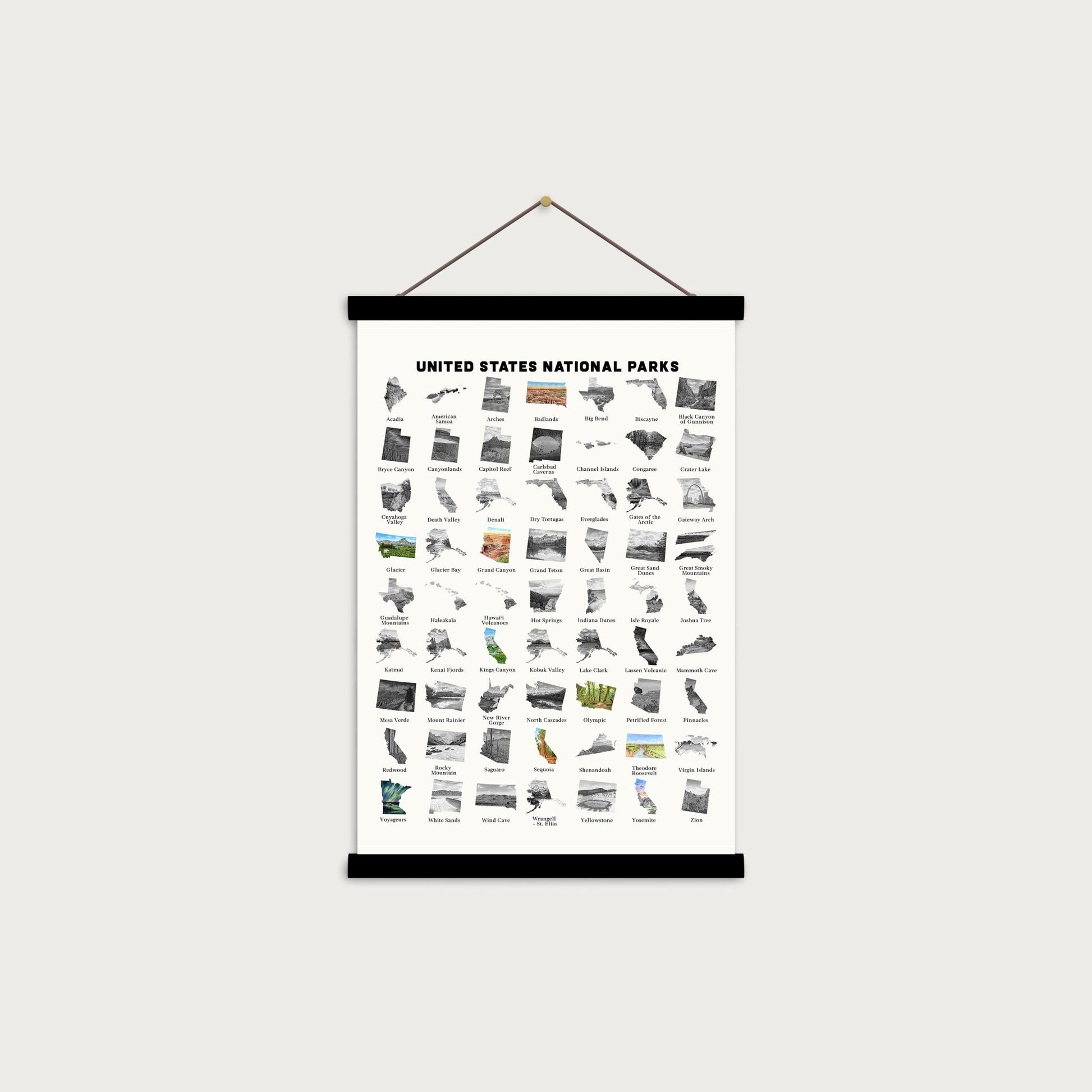 National Parks Sticker Tracker 18x24 Emilie Taylor Art