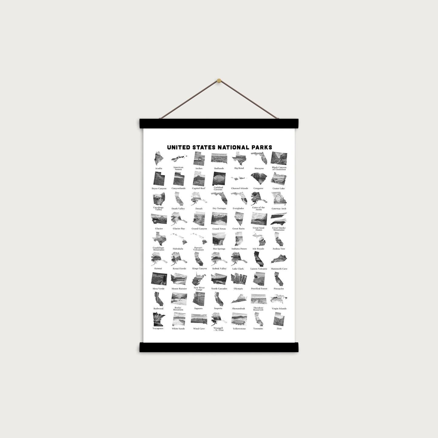 National Parks Sticker Tracker 18x24 Emilie Taylor Art