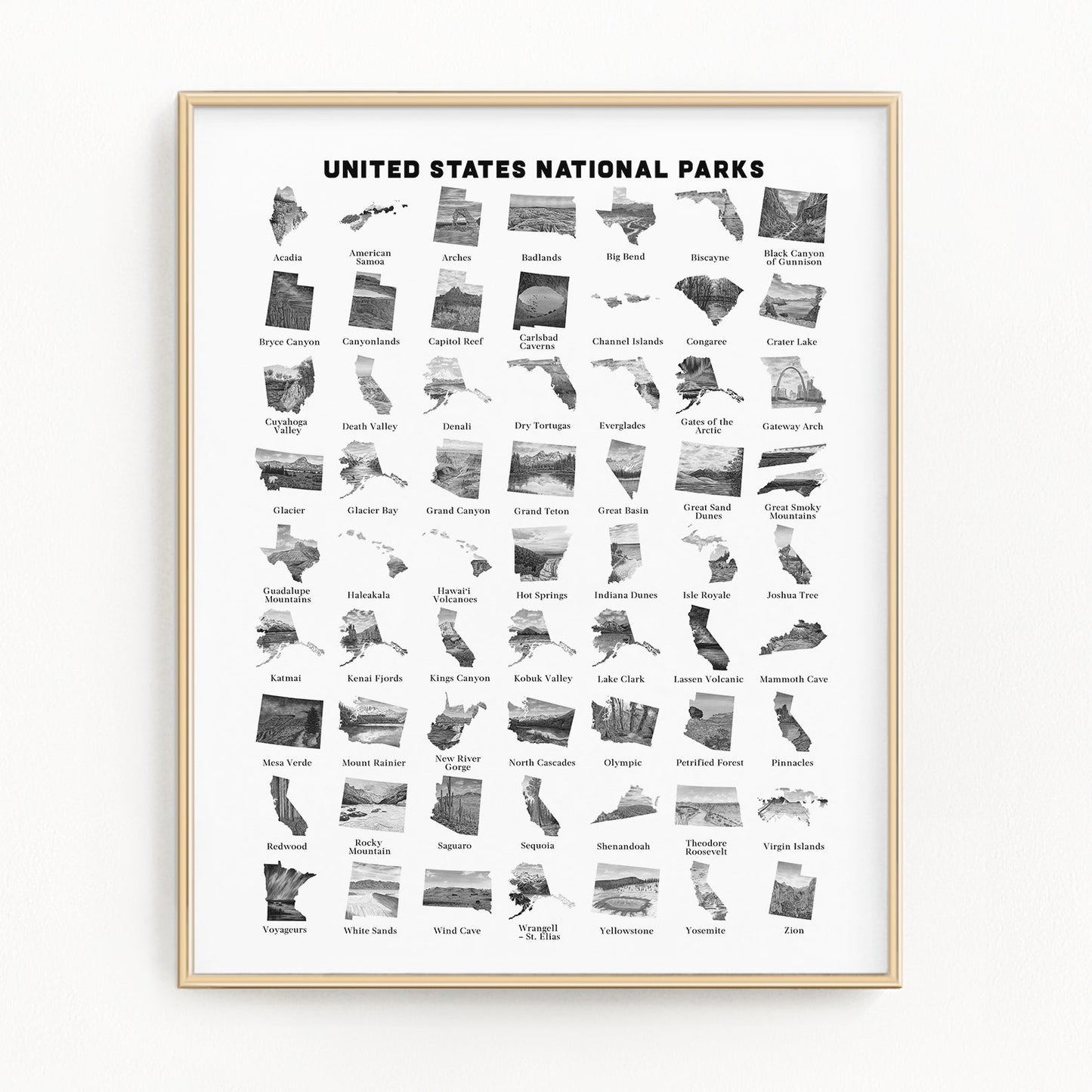 National Parks Sticker Tracker 18x24 Emilie Taylor Art