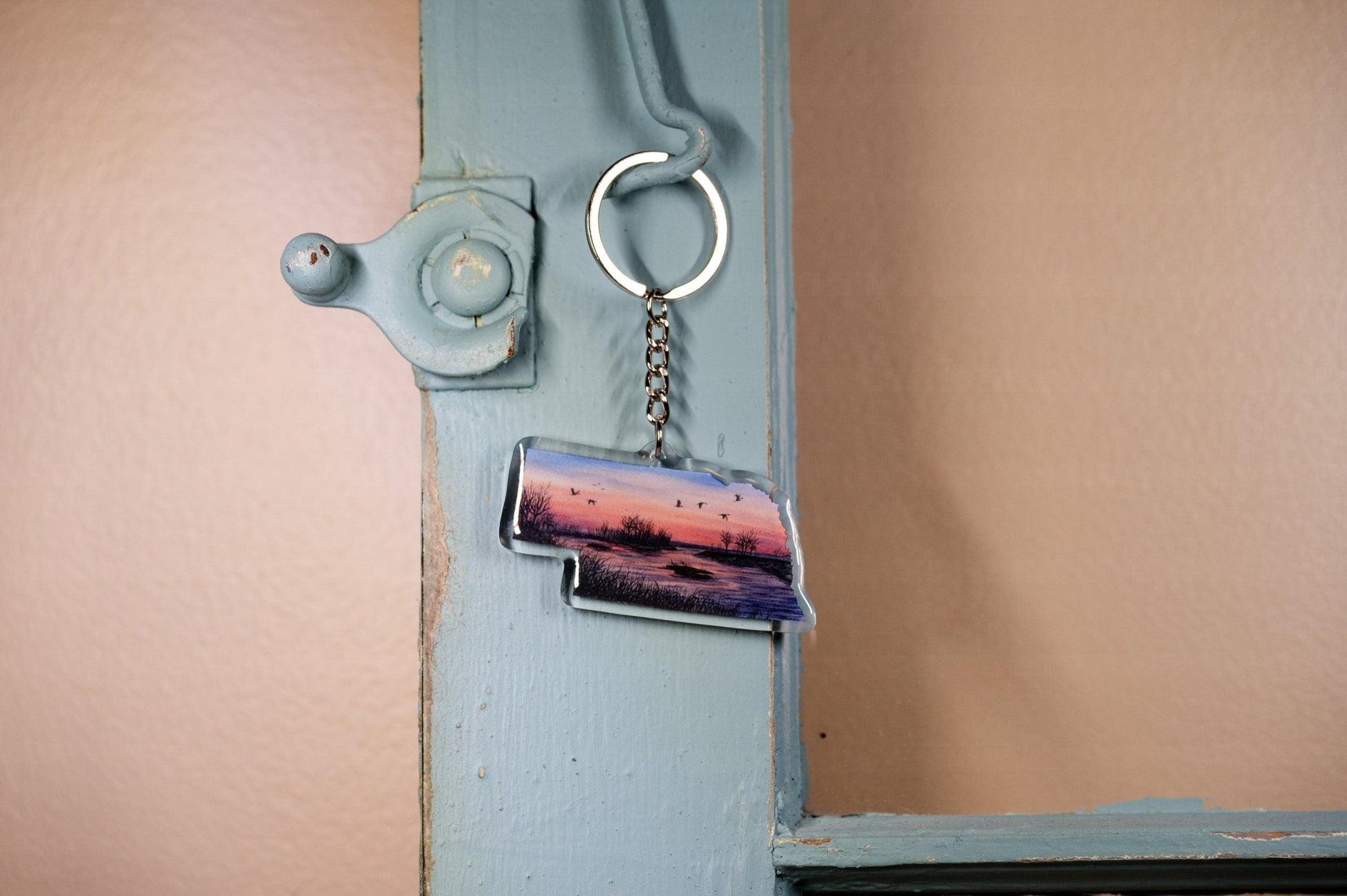 Nebraska Keychain, Platte River Keychain, Nebraska Artwork, Sandhill Cranes, State Souvenirs Emilie Taylor Art