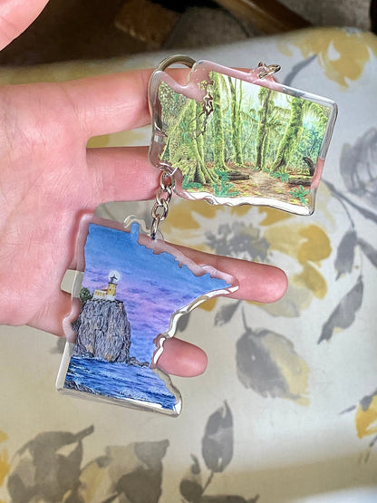 Nebraska Keychain, Platte River Keychain, Nebraska Artwork, Sandhill Cranes, State Souvenirs Emilie Taylor Art