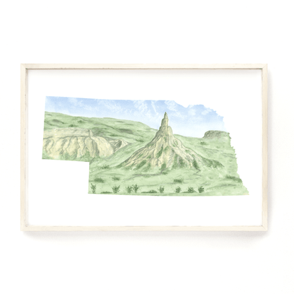 Nebraska Platte River Watercolor Painting, Nebraska State, Nebraska Map Art, Nebraska Poster Emilie Taylor Art