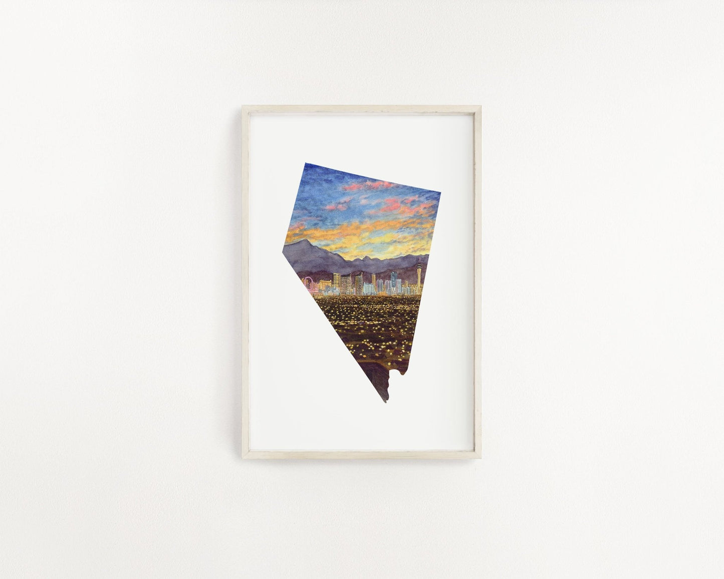 Nevada Watercolor Print, Nevada State Art, Home State Art, Nevada map art, Nevada Map Poster Emilie Taylor Art
