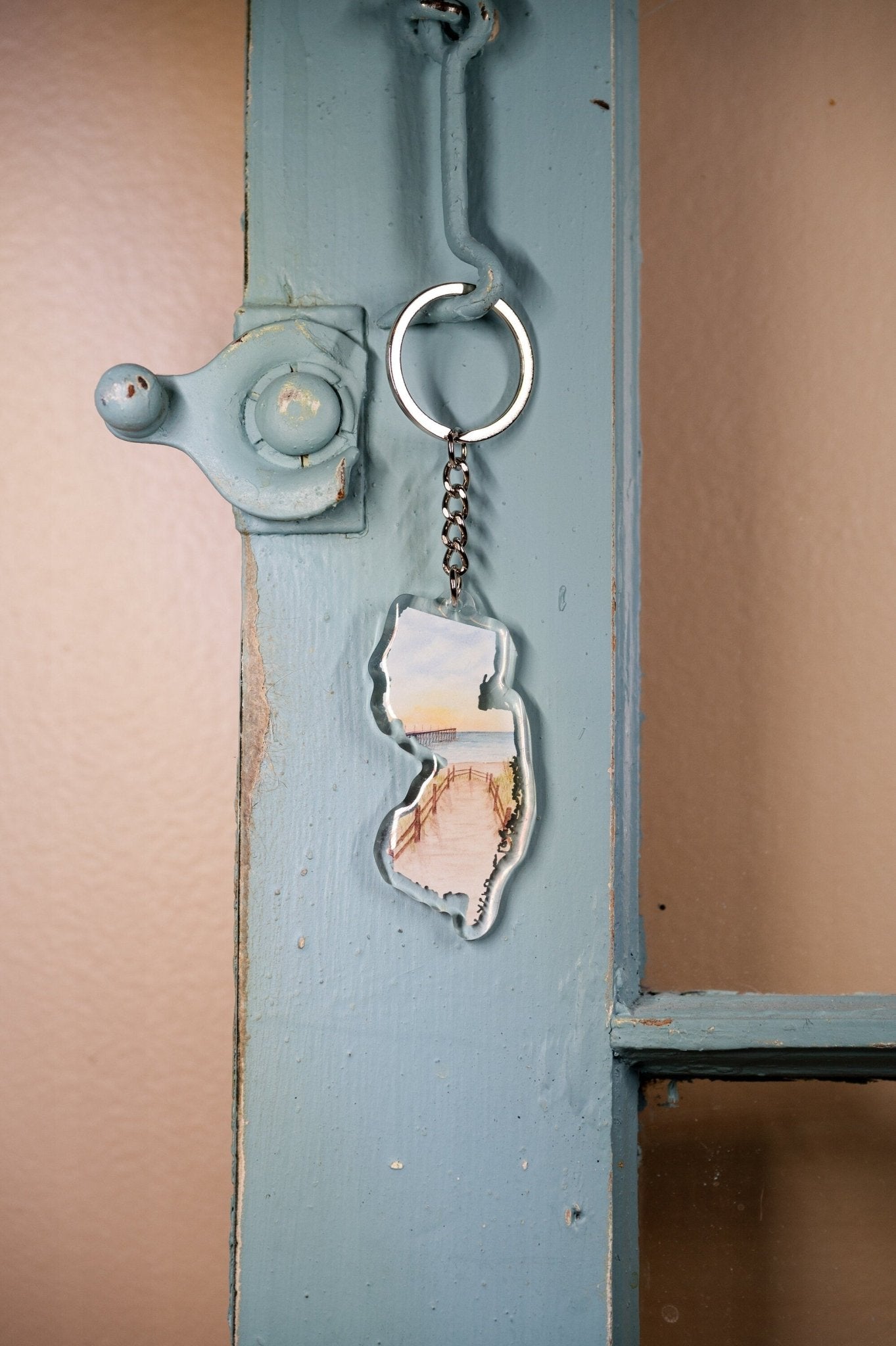 New Jersey Keychain, Jersey Shore Keychain, New Jersey Artwork Souvenirs Emilie Taylor Art