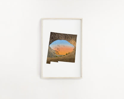 Bats exiting the caves in New Mexico Carlsbad Caverns National Park - Watercolor Print - Emilie Taylor Art