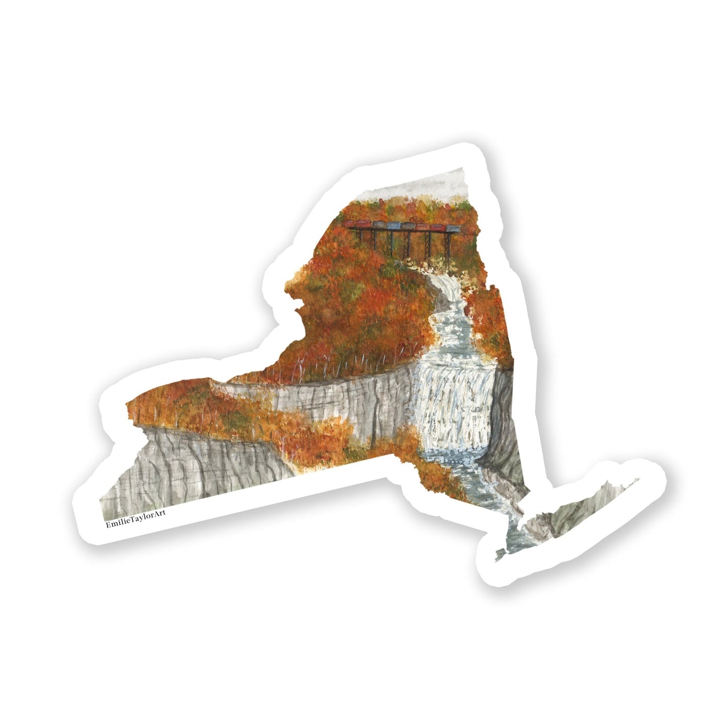 New York Decal, Watercolor New York Sticker, NY Car Decal, State Decal, State Sticker, Thermos Decal, Waterproof NY Decal, NY Decal Emilie Taylor Art