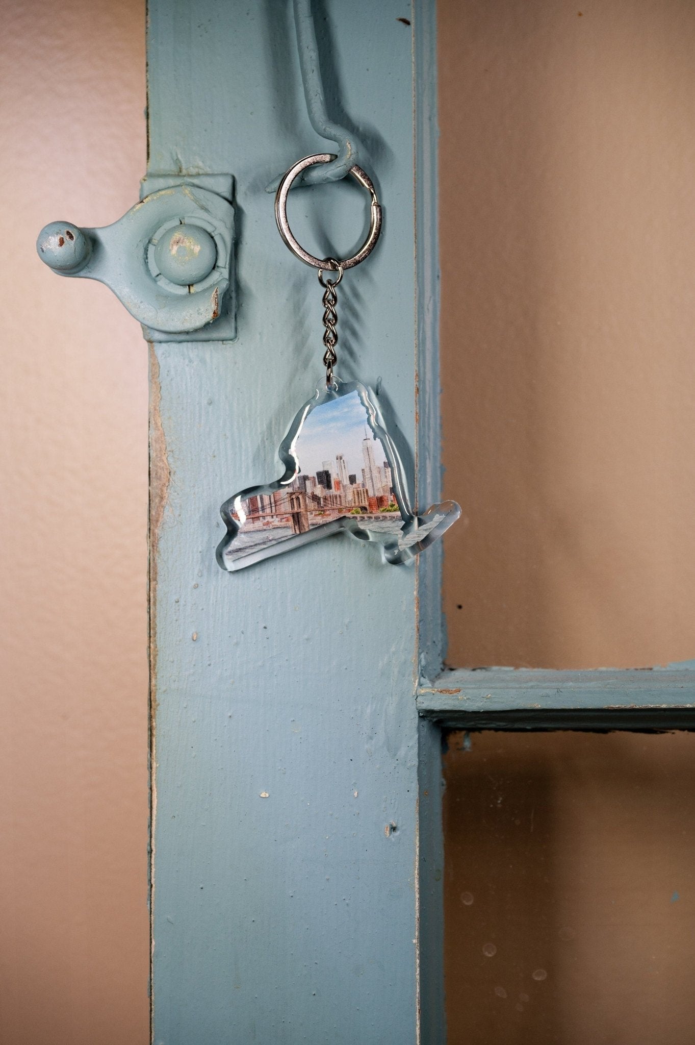 New York Keychain, New York City Brooklyn Bridge Keychain, New York Artwork Emilie Taylor Art