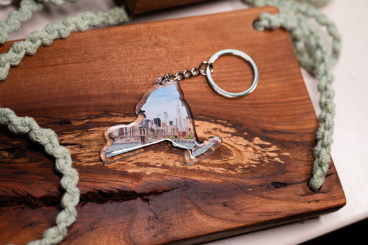 New York Keychain, New York City Brooklyn Bridge Keychain, New York Artwork Emilie Taylor Art