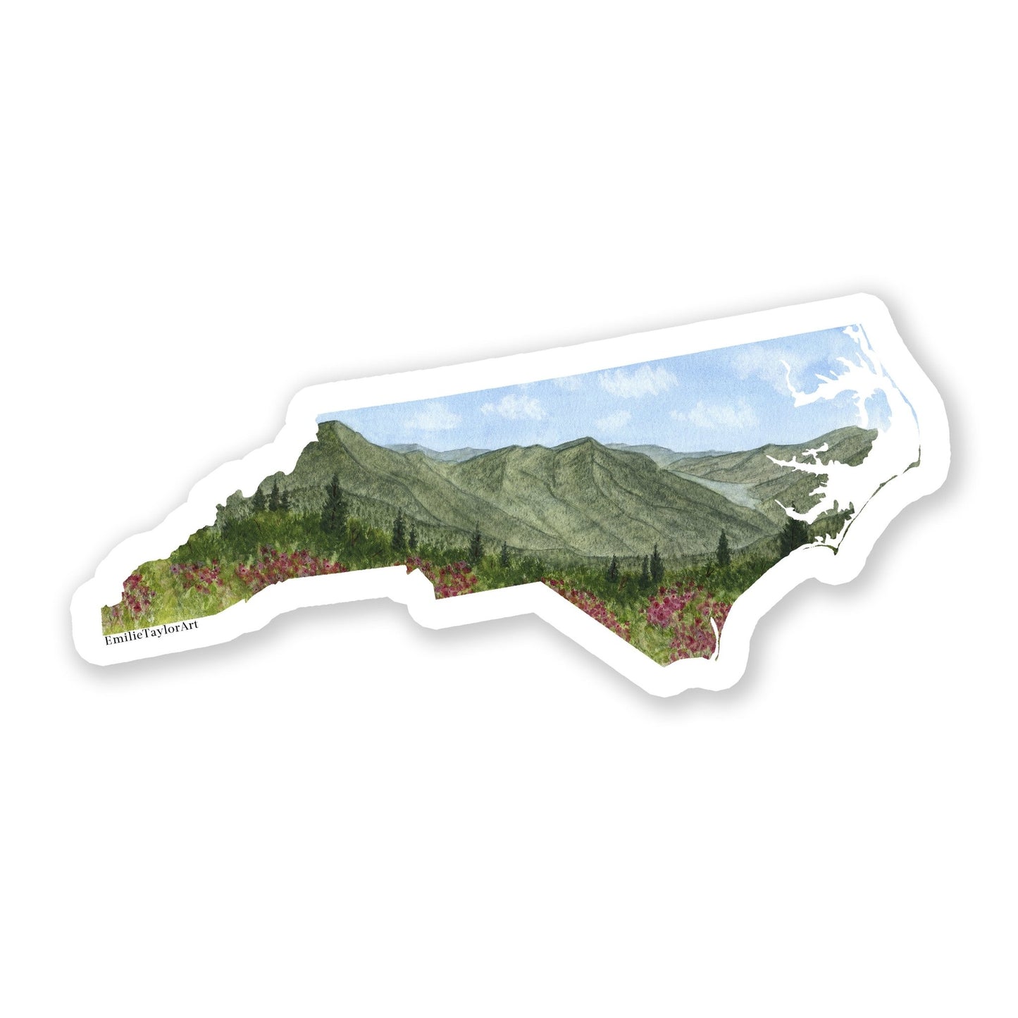 North Carolina Decal, Watercolor North Carolina Sticker, NC Car Decal, State Decal, State Sticker, Thermos Decal, Waterproof NC Decal Emilie Taylor Art