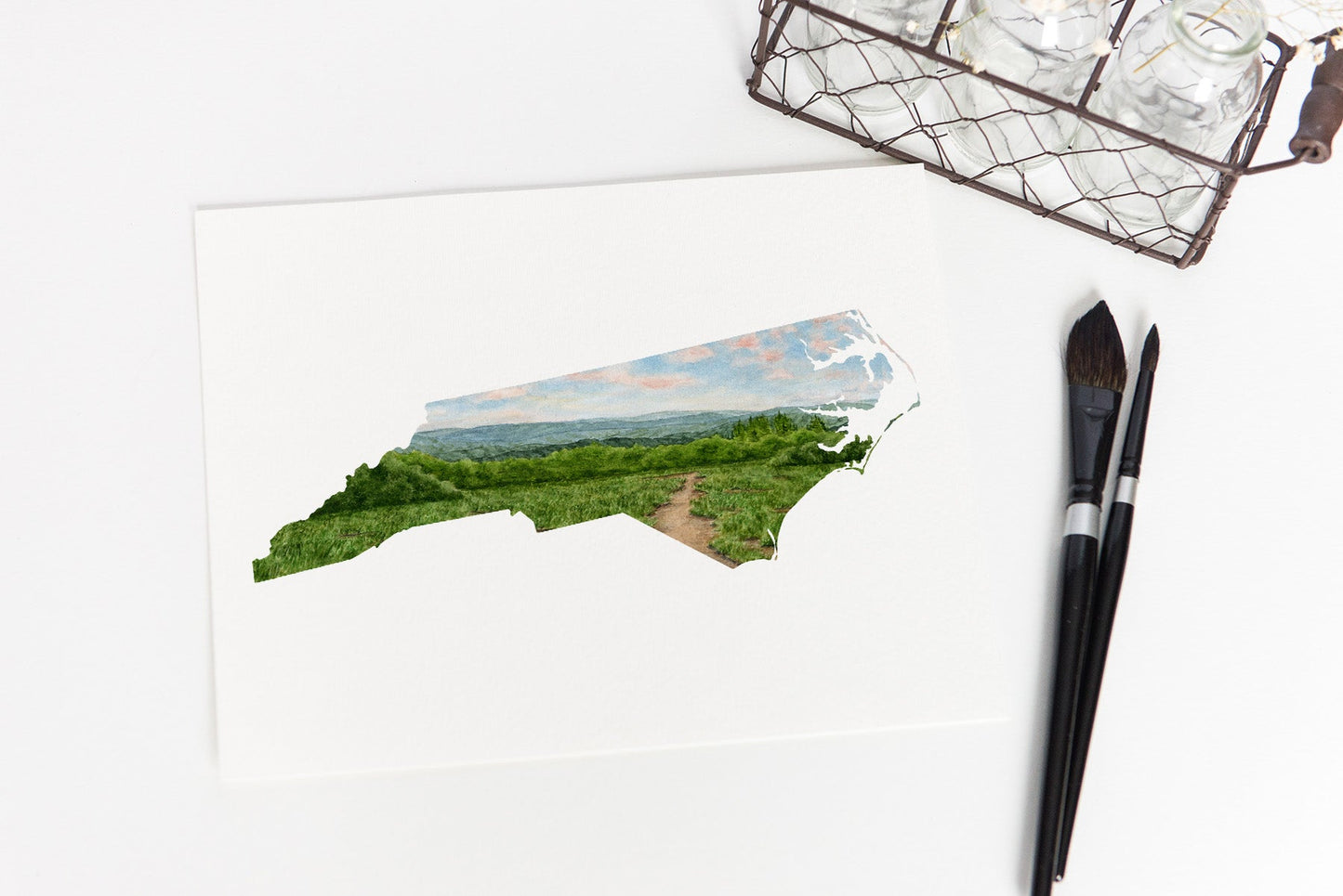 North Carolina Great Smoky Mountains Watercolor Print, Mountains of North Carolina State Art Emilie Taylor Art