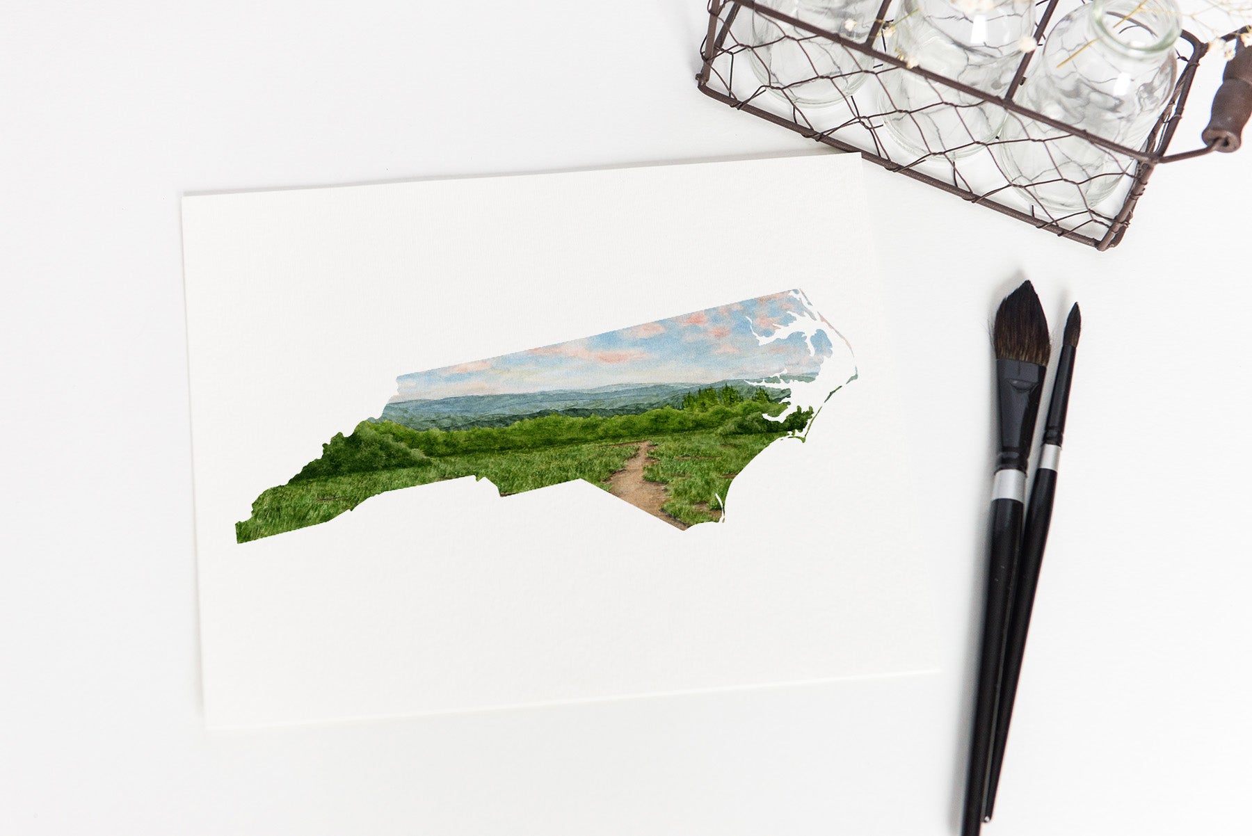 North Carolina Great Smoky Mountains Watercolor Print, Mountains of North Carolina State Art Emilie Taylor Art