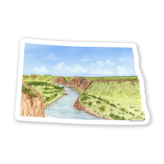 North Dakota Decal, Watercolor North Dakota Sticker, ND Car Decal Emilie Taylor Art