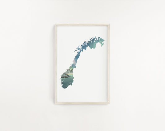 Norway Watercolor Print, Norway Art, Senja Norway Painting, Northern lights in Norway Emilie Taylor Art