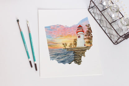 Ohio Cincinnati Watercolor Print, Ohio State Art, Cincinnati Cityscape in Ohio Emilie Taylor Art