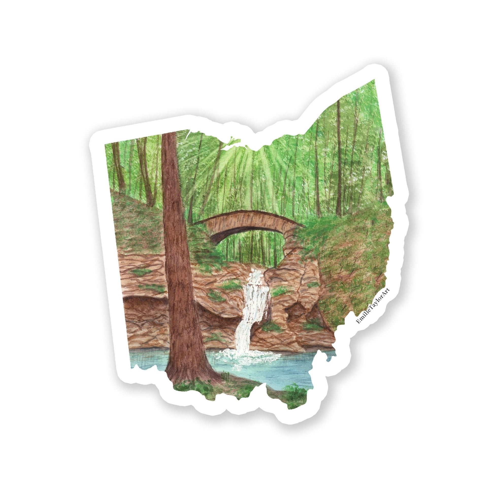 Ohio Decal, Watercolor Ohio Sticker, OH Car Decal, State Decal, State Sticker, Thermos Decal, Waterproof OH Decal, Hocking Hill Sticker Emilie Taylor Art