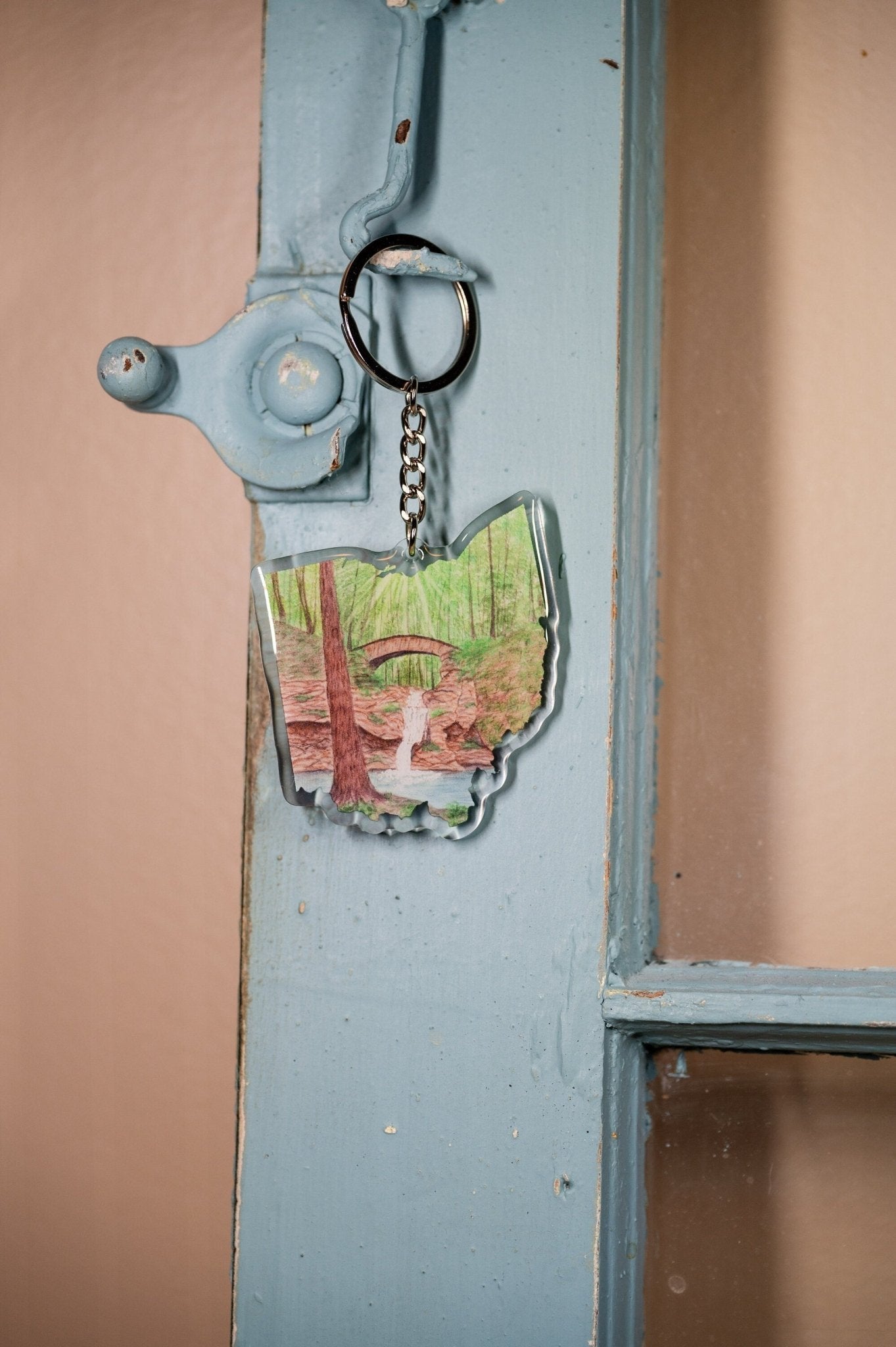 Ohio Hocking Hill Park Keychain, Ohio Keychain, Ohio Artwork, State keychain Emilie Taylor Art