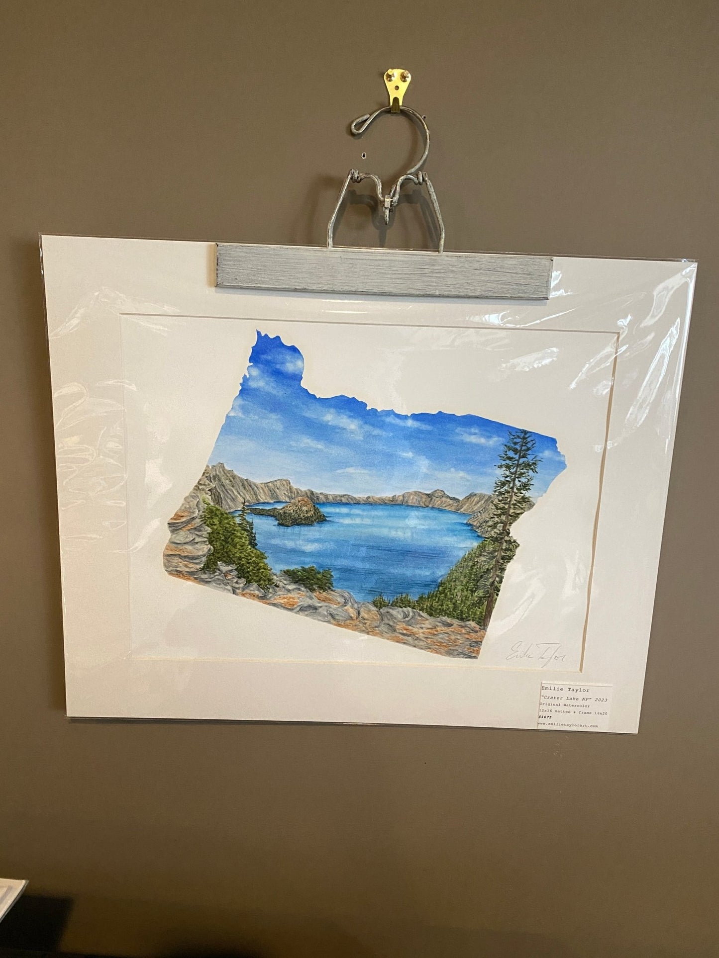 Oregon Crater Lake National Park Original Painting Mated to size 16x20 Emilie Taylor Art