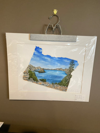Oregon Crater Lake National Park Original Painting Mated to size 16x20 Emilie Taylor Art