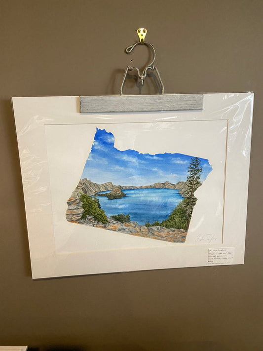 Oregon Crater Lake National Park Original Painting Mated to size 16x20 Emilie Taylor Art