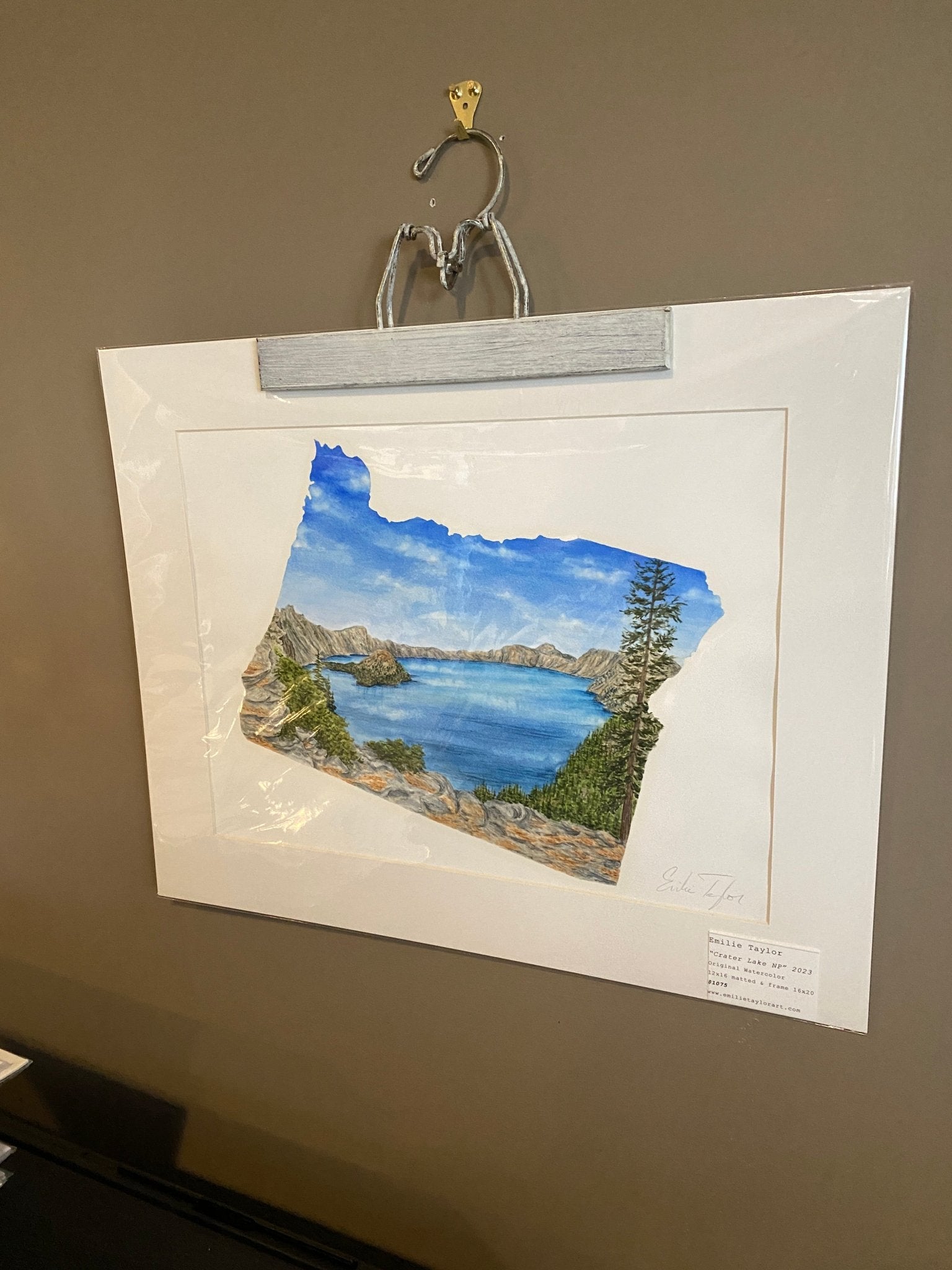 Oregon Crater Lake National Park Original Painting Mated to size 16x20 Emilie Taylor Art